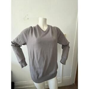 Wallin & Bros. Mens Sweater M Gray cotton cashmere V-Neck long sleeve pullover